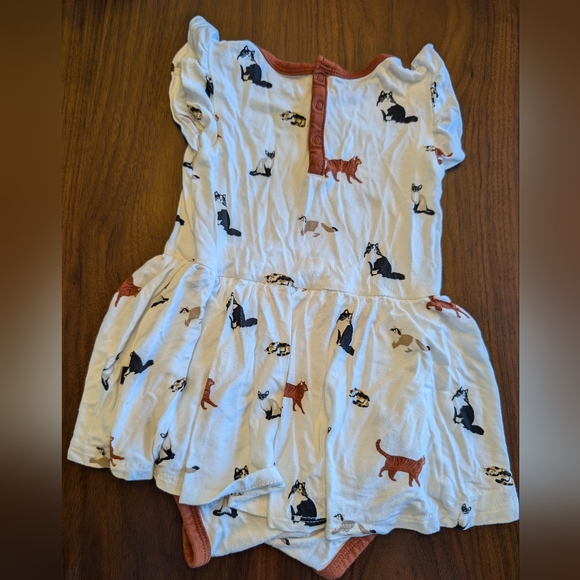 Kyte Baby Cat Print Bodysuit Dress Sz 18-24M - Picture 4 of 4